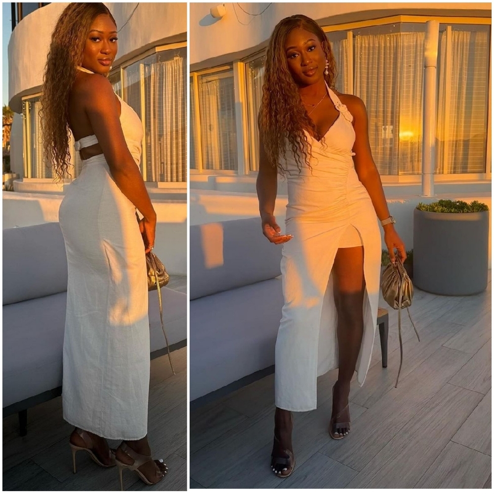 Zara DRESS MIDI CREAM SIZE XS - Picture 4 of 16
